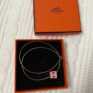 SOLD Hermes H cube necklace cage pink